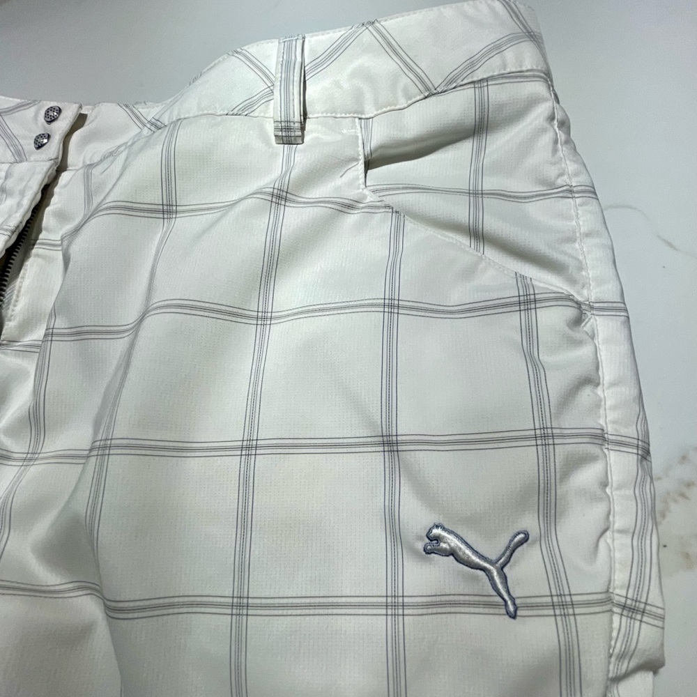 PUMA Sport Pants, white with black, Size 12
